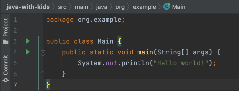 Hello world! program in Java