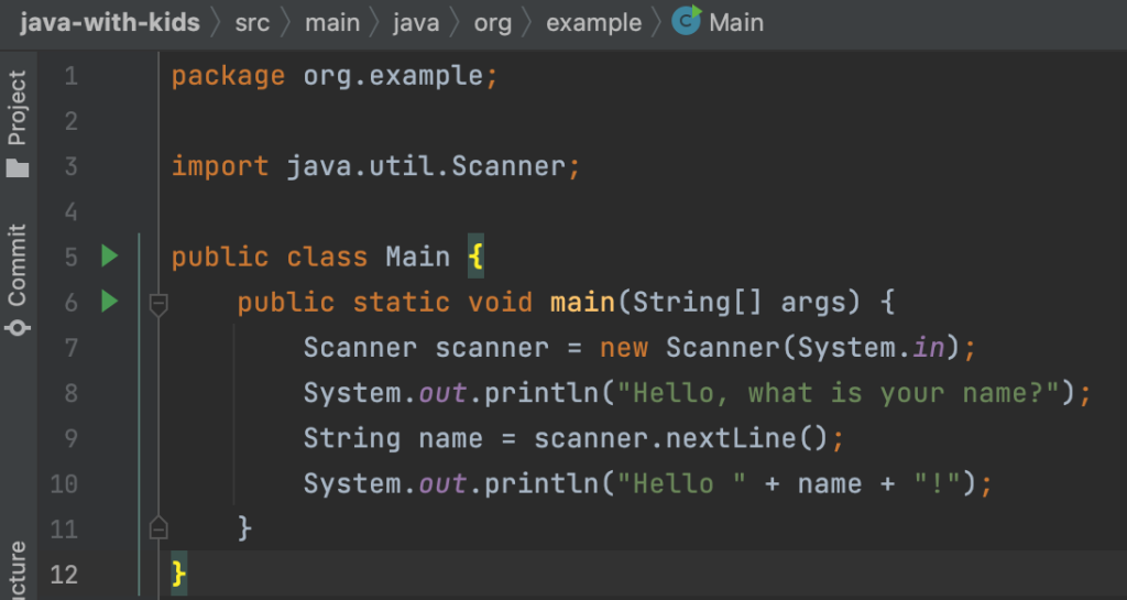 A simple Java program using Scanner to output a question, capture the input and print the result